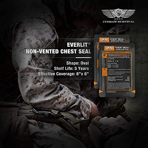 EVERLIT Advanced Trauma Kit, CAT GEN-7 Tourniquet, TCCC Compliant, Mil-Spec Nylon Laser Cut Pouch with 36" Splint, Military Combat Tactical IFAK for Emergency Bleeding Control - color: Woodland