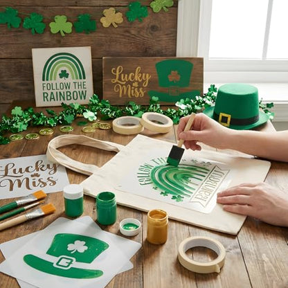 12 Pcs St Patricks Day Stencils for Painting, Lucky Signs and Cards 6 Inch - color: St. Patrick