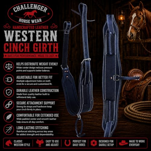 Horse Western Tooled Padded Leather Rear Flank Saddle Cinch Billets 9782 - color: Black