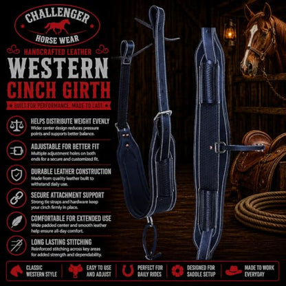 Horse Western Tooled Padded Leather Rear Flank Saddle Cinch Billets 9782 - color: Black