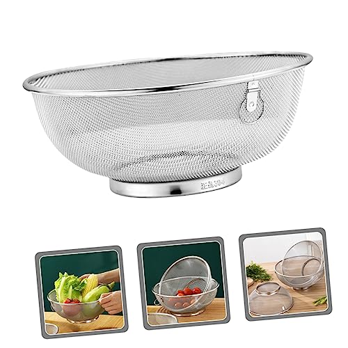 ULTECHNOVO Stainless Steel Fine Mesh Strainer for Kitchen Multifunctional Colander Handle for Straining Soybean Milk and Cooking Household Use - size: 24x24x10.3cm