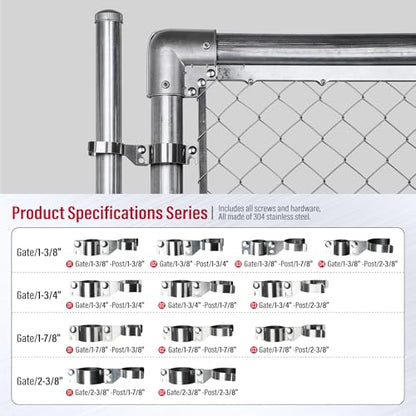 Stainless Steel 2-3/8" x 1-7/8" Chain Link Gate Latch （Fit 2-3/8" Gate Frame）, Heavy Duty Chain Link Fence Gate Fork Latch with Hole for Padlock 1Pack - color: 2-3/8"x1-7/8"