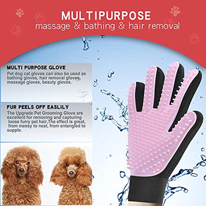 Double-Sided Undercoat Rake for Deshedding & Dematting Pets - Gentle Grooming Glove Kit for Dogs & Cats (Pink, 2 Pack) - color: Pink(2 Pack)