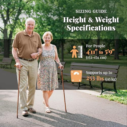 Merry Sticks Foldable Walking Cane for Women and Men, Adjustable, Rosewood - color: Rosewood, size: Classic Grip