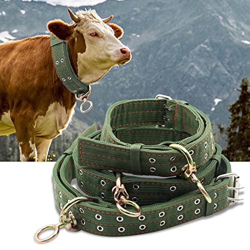 Adjustable Cow Collar,56 inch Four-Layer Thickened Canvas Cattle Neck Collar with 2-Rows Metal Buckle,Neck Strap for Cattle,Goat,Horse,Large Dog (Large) - size: Large