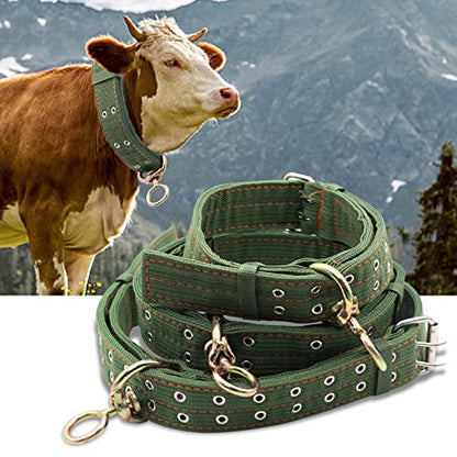 Adjustable Cow Collar,56 inch Four-Layer Thickened Canvas Cattle Neck Collar with 2-Rows Metal Buckle,Neck Strap for Cattle,Goat,Horse,Large Dog (Large) - size: Large