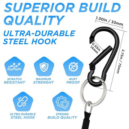 SDTC Tech 2 Pack Hanging Straps with Carabiner Hook 8 Inch Hanging Chain Cable Rope for Bird Feeders, Tree, Plant Extenders, Lanterns, Yard Christmas Decorations - size: 8INCH-2PCS