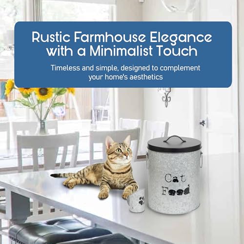 Medium Cat Up To 30lb Pet Food Storage Canister with Scoop – Durable & Airtight for Freshnesss, Minimalist Design & Recyclable, Huge Large Metal Container (Cat Bin - Medium Size) - size: Medium Cat 30lb