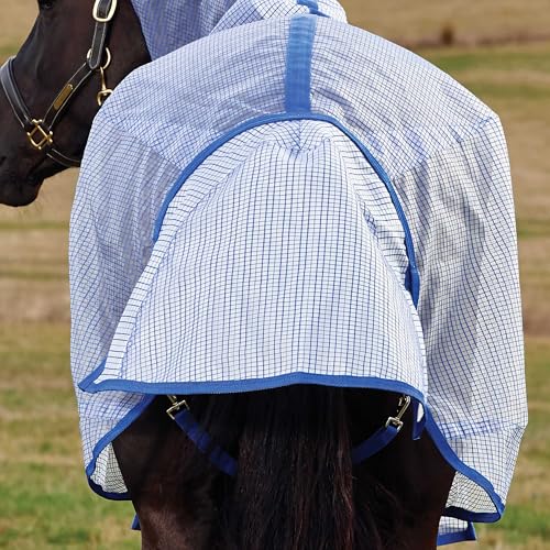 WeatherBeeta ComFiTec Ripshield Fly Sheet Detach-A-Neck, White/Cobalt, 75" - color: White/Cobalt, size: 75"