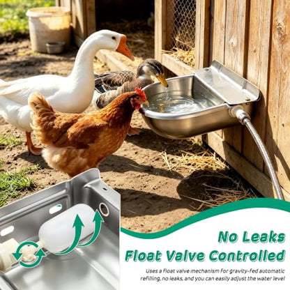 Automatic Horse Drinking Waterer Bowl,Upgrade Stainless Steel Farm Livestock Water Dispenser with Drain Hole and Float Valve for Horse,Dog, Chicken,Goat,Pig (B)