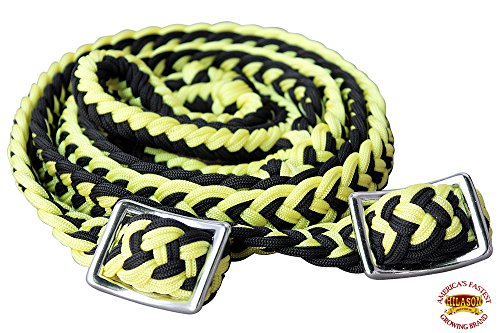 HILASON Braided Poly Barrel Horse Racing Reins Flat Grip Knots 1" X 8Ft | Rein Gifts - color: Yellow-Black