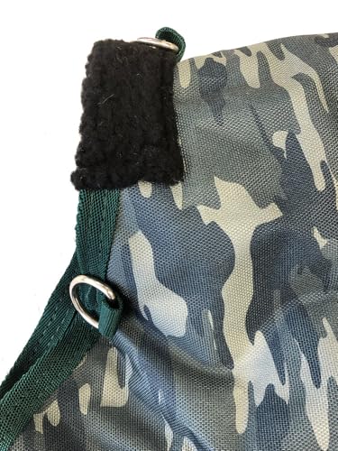 AJ Tack 1200D Waterproof Winter Horse Blanket with Hood - 400g Heavyweight Turnout with Fleece Collar, Shoulder Gussets & Tail Flap - Camouflage 80" - size: 80 Inches Medium