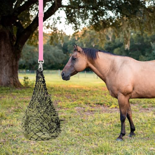 Ipetboom Adjustable Bucket Strap Reusable Bucket Hanger Strap with Swivel Clip Wear-Resistant Feeder Accessory for Horse Feed Buckets Nets Gates Fence Posts Stall Use 21.25in