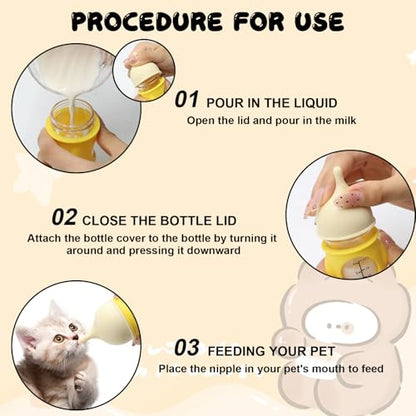 Pet Feeder Bottle Kitten Bottle Anti Choking Design(Yellow,20 ml) - color: Yellow