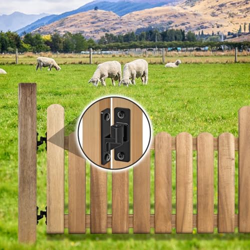 4.9" Heavy Duty Gate Hinges, Wall Mount Female Male Hinges | 4 Pairs, Electroplated 6mm Steel Design, Provides Stable Support, Smooth Opening and Closing for Wooden Fences and Farm Gates - color: Black, 4 Pack