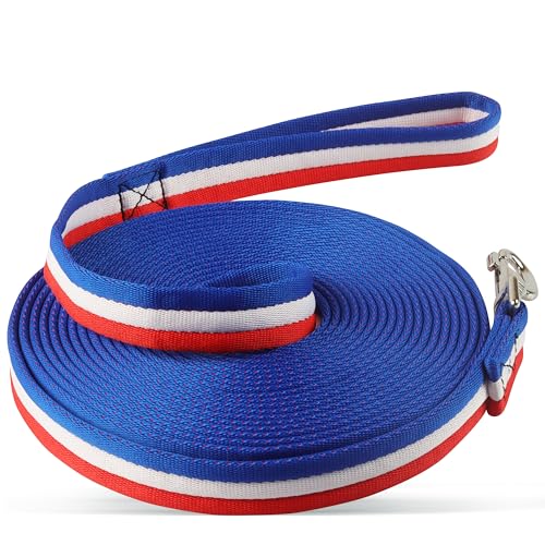 26FT Horse Lunge Line, Multi-Use Training Leash, Equine Lunge Rope - color: Red/White/Blue