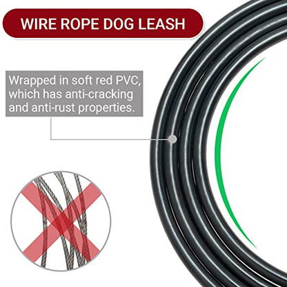 PAWNISAW Chew Proof Dog Leash, 5 FT Dog Tie Out Cable Lead with Handle - color: Black
