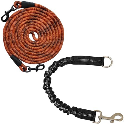 50FT Long Dog Tether + Bungee Leash Extension