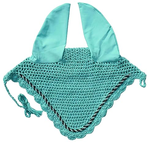 Elegant Horse Ear Bonnet, Fly Veil & Fly Mask – Superior Fly Protection with Style and Comfort for Every Ride (Mint Green, Pony)
