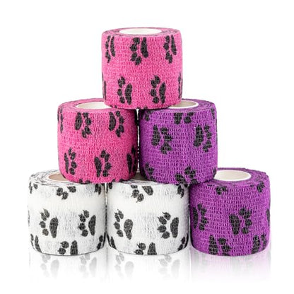 AUPCON Vet Wrap Cohesive Bandages Bulk Self Adhesive Bandage Wrap Self Adherent Wrap Non-Woven for Dogs Pet Animals & Ankle Sprains & Swelling (2 Inch Mix) - color: 2 Inch Mix