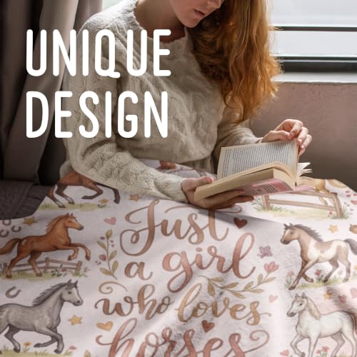 Horse Blanket, Throw Blanket for All Seasons, JUST A Girl WHO Loves Horses