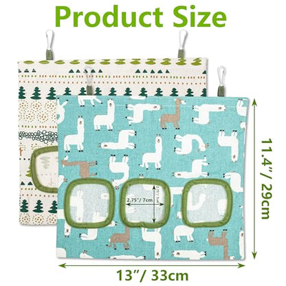 Lesnala 2 Pcs Canvas Hanging Bunny Hay Feeder Bags 3 Holes 2 Styles | Rabbit hay feeder Bag, Guinea Pig Hay Bag, Large Capacity Cotton Canvas Fabric, for Chinchillas Hamsters & Other Small Pets - color: green