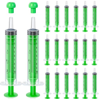 TrelaCo 20 Pack 10ml Oral Syringes with Cap Plastic No Needle, Green | Measuring Dispensing for Liquid Medication, Individually Sealed, Pet Feeding Lab Sample, Clear Graduated Markings,Halloween - size: Green
