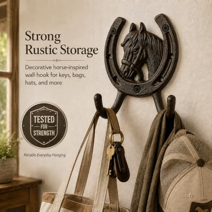 Comfy Hour 5 Inch Horse Hooks for Wall, Horseshoe Key Holder