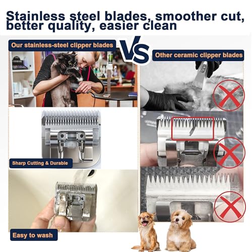 10# 1.5mm and 7FC 3.2mm Clipper Blades Pet Grooming Clipper Replacement Blades Detachable Blade Compatible with andis/wahl/Oster Dog Clippers - size: S10-S7FC