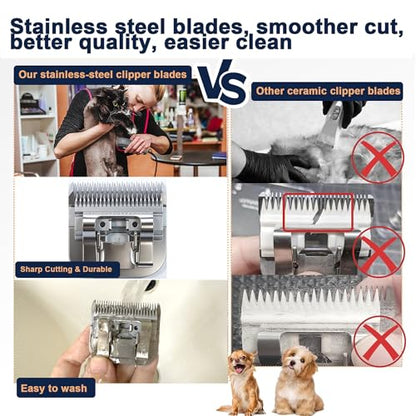 10# 1.5mm and 7FC 3.2mm Clipper Blades Pet Grooming Clipper Replacement Blades Detachable Blade Compatible with andis/wahl/Oster Dog Clippers - size: S10-S7FC