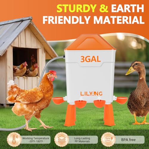Lilyang Automatic Chicken Waterer 3 Gallon, Auto Water Refill
