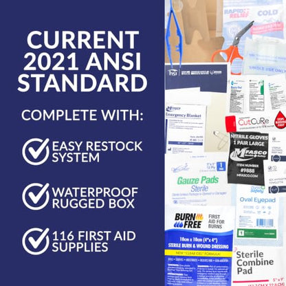 MFASCO Waterproof OSHA Class A First Aid Kit for Worksites & Construction - color: Yellow