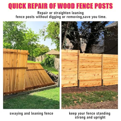 Fence Post Repair 4pcs,H-Shaped Double Ground Spike for Tilted Wood Post - size: 4PCS
