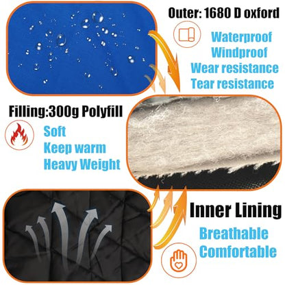 Horse Turnout Blanket, with NeckCover & Belly Wrap,Waterproof, 300g Filling - size: US72 in(EU 135 cm)