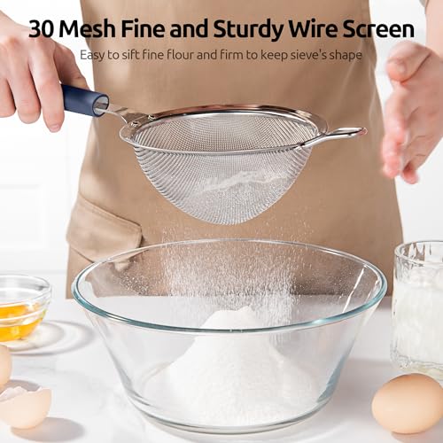 U-Taste Fine Mesh Strainer, 18/8 Stainless Steel Sieve, M/Midnight Blue - color: (3) Midnight Blue, size: M-4.73in