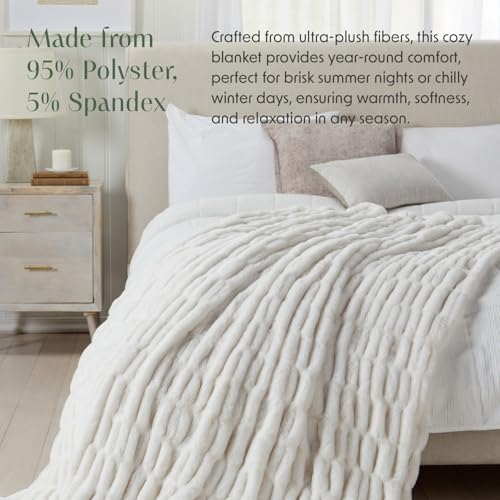 Springtree Home Luxury Micro Plush Throw Blanket | Thick Faux Fur | White | Lily Collection | 50" x 60" | White Blanket | Ultra Plush - color: White Cloud, size: 50" x 60" (Medium)