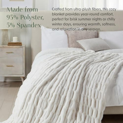 Springtree Home Luxury Micro Plush Throw Blanket | Thick Faux Fur | White | Lily Collection | 50" x 60" | White Blanket | Ultra Plush - color: White Cloud, size: 50" x 60" (Medium)