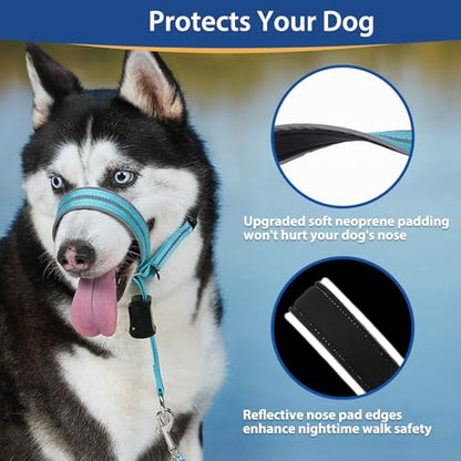 BARKLESS Dog Head Collar, Reflective Head Halter for Small Medium Dogs - size: S (Snout 7-9 '')