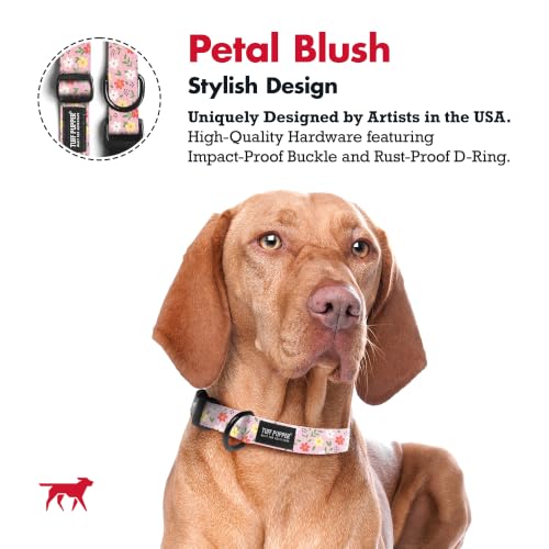 Tuff Pupper Premium Adjustable Dog Collar, Stylish Pattern Collars Designed in USA, Quick Release Buckle, Petal Blush Small (0.7 Inch Wide x 8-12 Inch Neck) - color: Petal Blush, size: Small