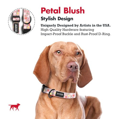 Tuff Pupper Premium Adjustable Dog Collar, Stylish Pattern Collars Designed in USA, Quick Release Buckle, Petal Blush Small (0.7 Inch Wide x 8-12 Inch Neck) - color: Petal Blush, size: Small