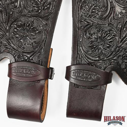 HILASON Tan Leather Saddle Fender Pair with Hobble Strap - color: DARK BROWN