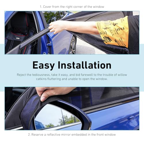 4 PCS Car Side Window Shades, Sun Blocking Dustproof Shield for Baby Kids, High-Density Mesh Privacy Protection Curtain, Foldable Cover for Front & Rear Windows (Black)