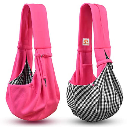 Tomkas Dog Cat Carrier Sling Classic Pocket & Classic Strap(M,Rose red) - color: Rose Red