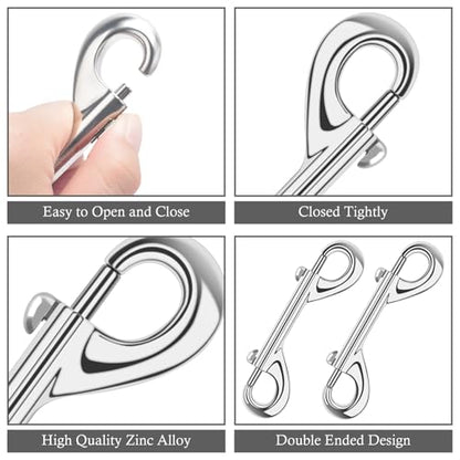 ERKOON 3.5 inch Double Ended snap Hooks,110lbs Metal Clips Load Capacity Zinc Alloy Double Sided Clips Heavy Duty Trigger Snap for Dogs Leashes/Water Bucket/Horse Feed/Hammocks Bolt snap - size: 4 Pack