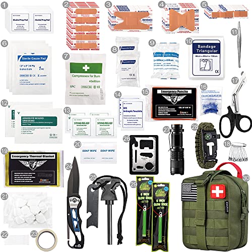 EVERLIT 250 Pcs Survival First Aid Kit - color: Od Green