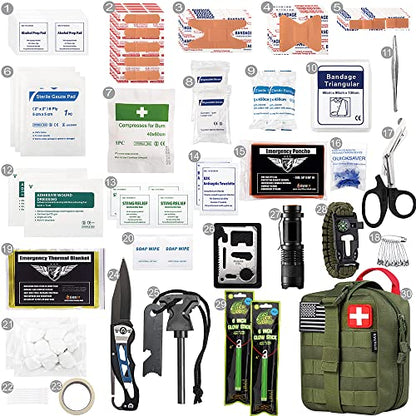 EVERLIT 250 Pcs Survival First Aid Kit - color: Od Green