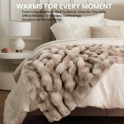 Electric Heated Blanket for Girls & Women, Soft & Luxurious,Faux Fur Heating Throw Blankets, 6 Heat Settings, Overheat Protection, Quick Heating, Memory Function, Giftable, 50"x60",Tie-dye Light Taupe - color: Tie-dyed Light Taupe