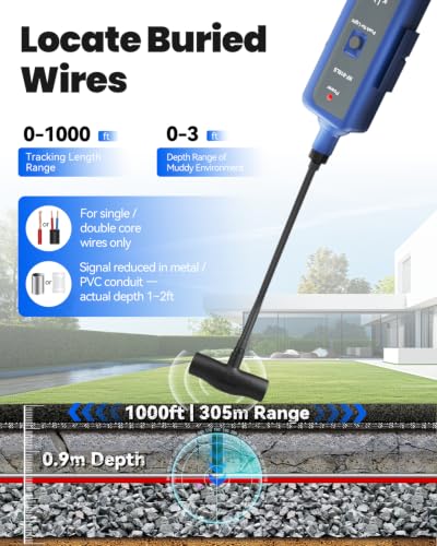 NOYAFA Underground Wire Locator,Wire Tracker with T-Shaped Probe - color: Black