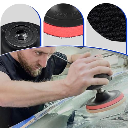 Glass Polishing Kit, Car Windshield Scratch Remover Polish Pads Kit with 100g Cerium Oxide Powder, Universal Wool Polishing Wheel Set for Auto Glass Window Windscreen