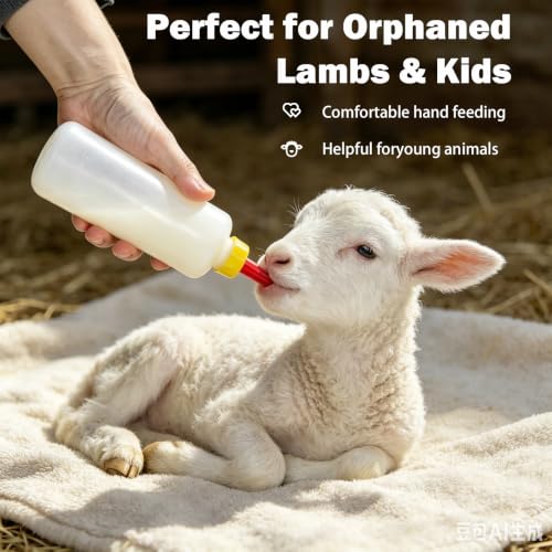 5 PCS 400ml Goat Bottles for Feeding Baby Goats and 1 PCS 800ml Lamb Feeding Bottle with Hang Upside Down Design, Extra 6 Bottle Nipples, Milk Feeder Bottles for Farm, Sheep, Lamb, Calf, Pigle, Dog